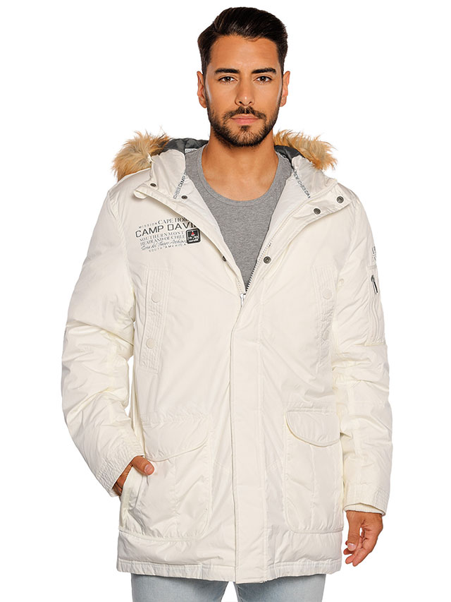 Camp David Daunenparka mit Logoprint, white